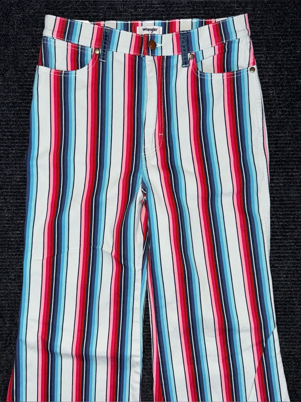 Wrangler NWT High Rise Multicolored Striped Flare Jeans Sz 30 x 32 Retro Western - Picture 4 of 9
